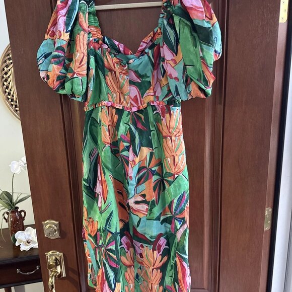 Farm Rio - Tropical Banana Foliage Midi Dress L - Picture 6 of 6